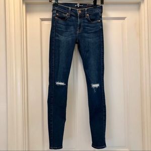 7FAM The Ankle Skinny, Size 24 w/ Distressing